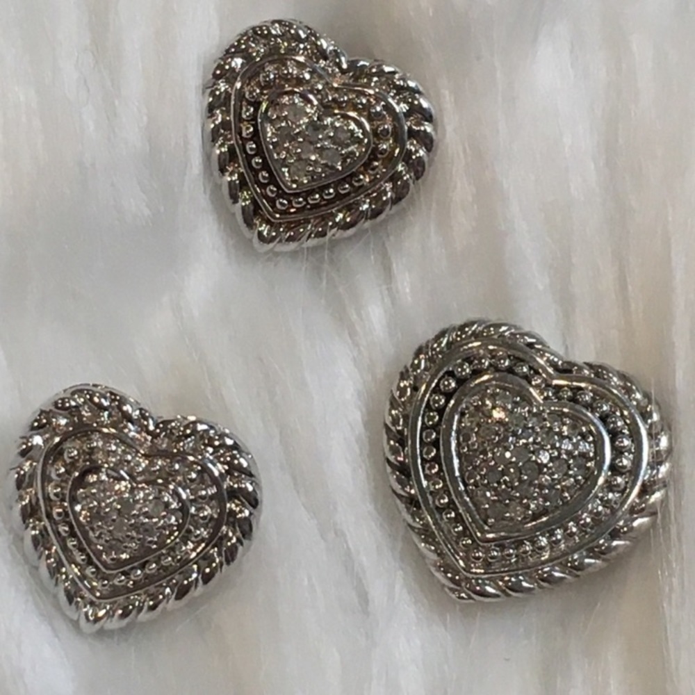 925 Silver Hearts & Crystals Earring & Pendant Set